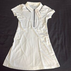 NEW Veronica Beard L’etoile sport mesh zip polo dress, white/navyy, S